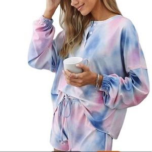 2 Piece Set Pajama Lounge Comfy Tie Dye Size L